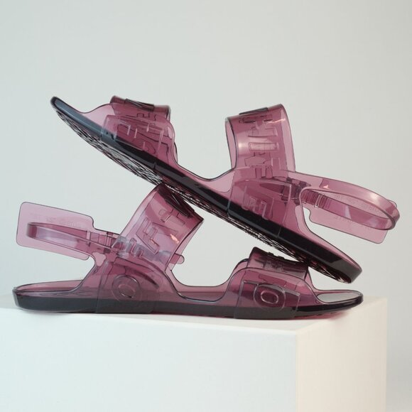 Off-White ℅ Virgil Abloh Logo Slingback Jelly Sandals, Lavender, EU 42 - Picture 8 of 12
